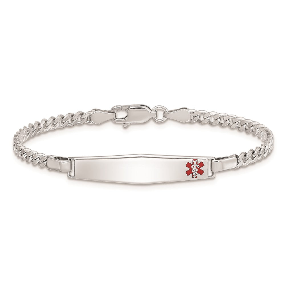 Sterling Silver Rhod-plated Children's Medical ID Bracelet w/Curb Link XSM54