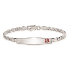 Sterling Silver Rhod-plated Children's Medical ID Bracelet w/Curb Link XSM54