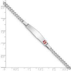 Sterling Silver Rhod-plated Children's Medical ID Bracelet w/Curb Link XSM54