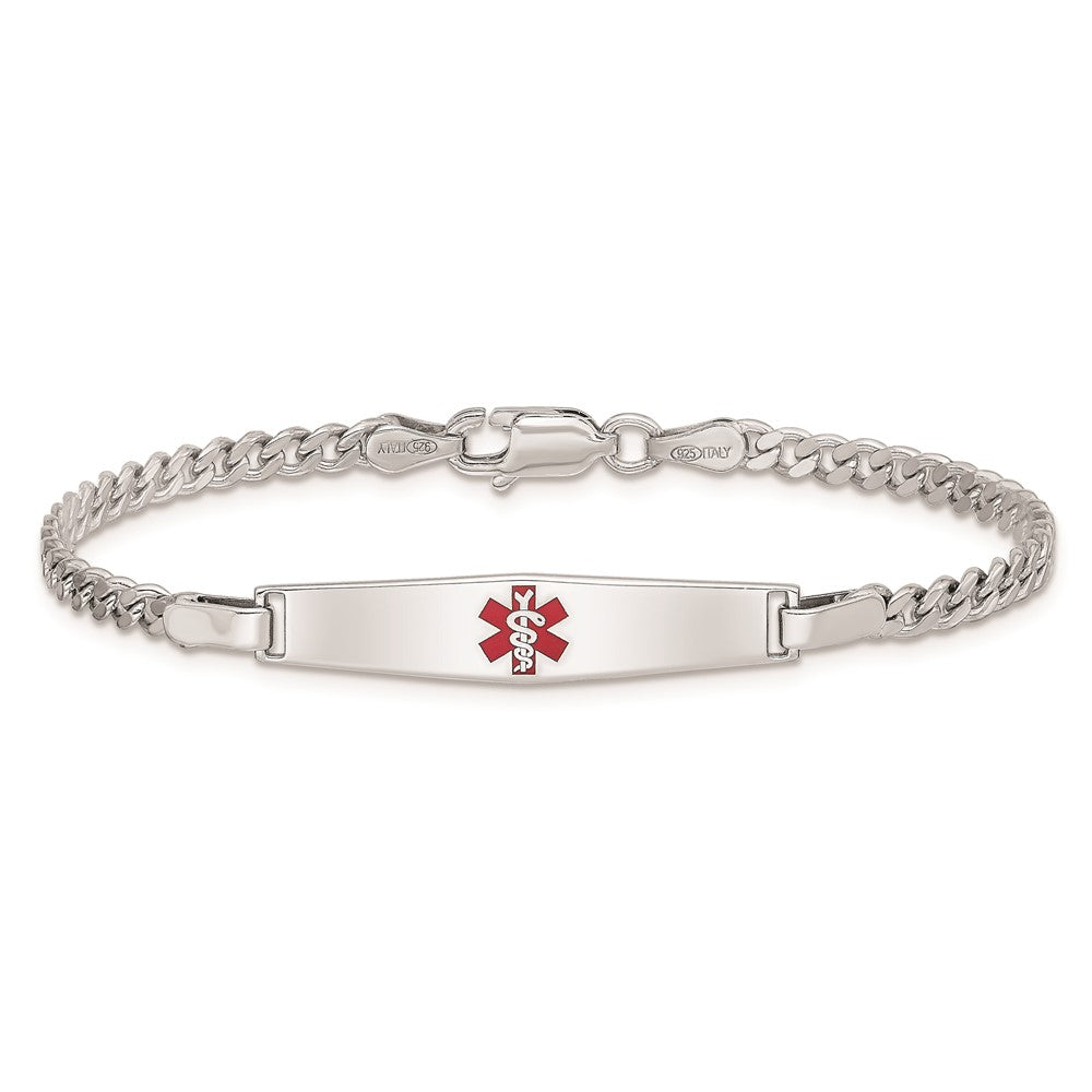 Sterling Silver Rhod-plated Children's Medical ID Curb Link Bracelet XSM57