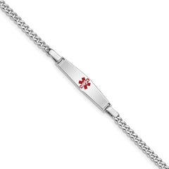 Sterling Silver Rhod-plated Children's Medical ID Curb Link Bracelet XSM57