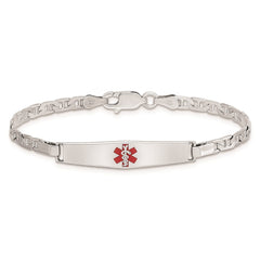 Sterling Silver Rhod-plated Children's Medical ID Anchor Link Bracelet XSM58
