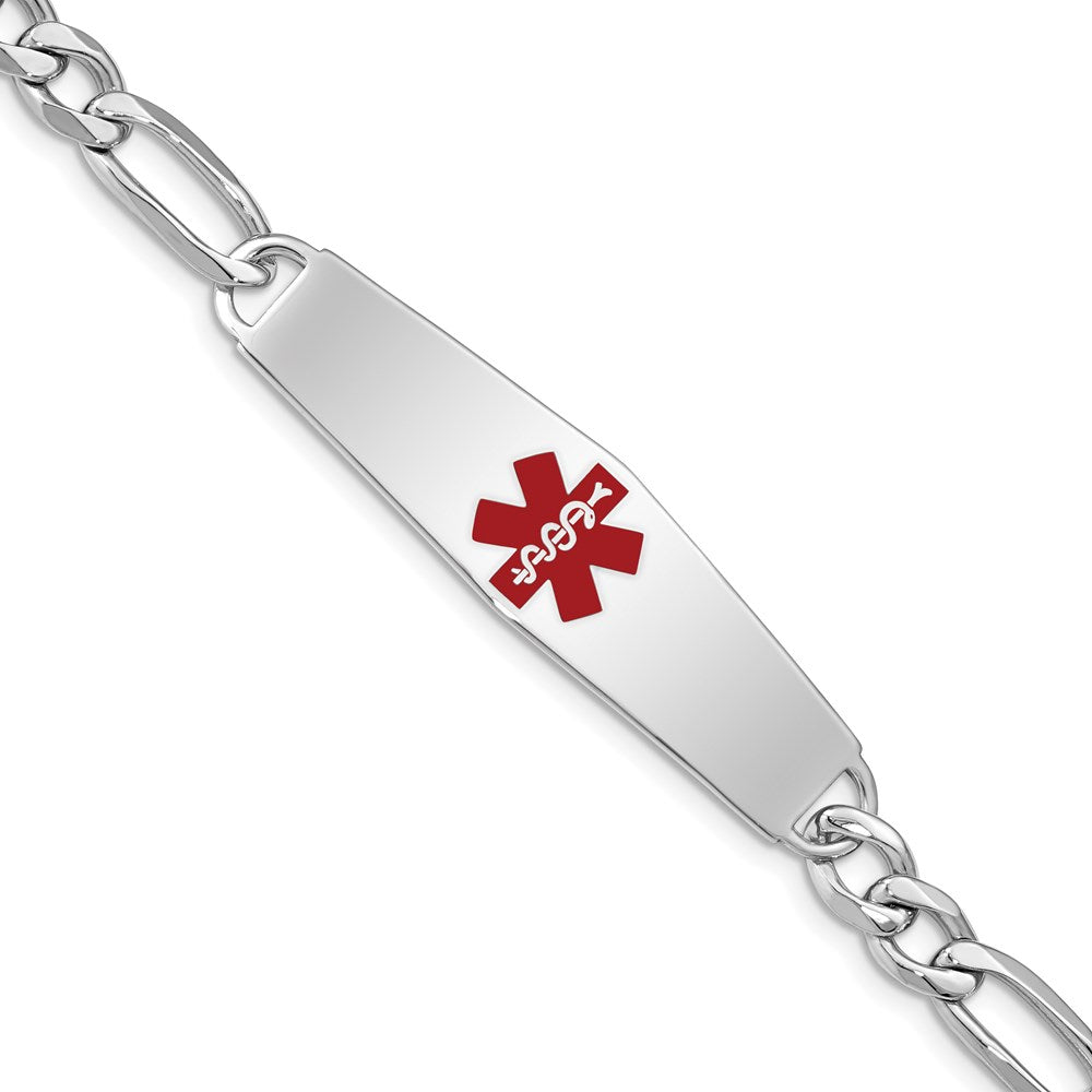 Sterling Silver Rhodium-plated Medical ID Figaro Link Bracelet XSM7