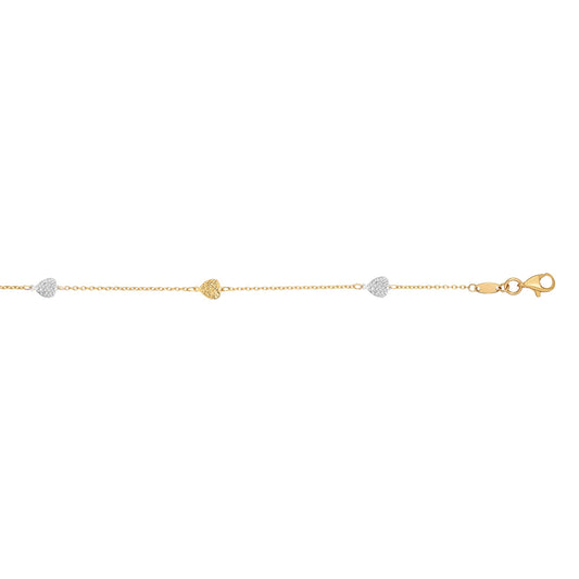 Two-tone Gold Diamond Cut/ Textured Fashion Chain Anklets Anklet