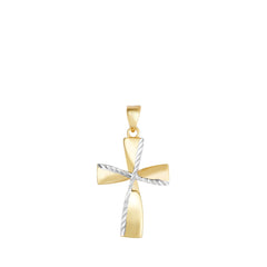 Two-tone Gold Polished Crosses Charm