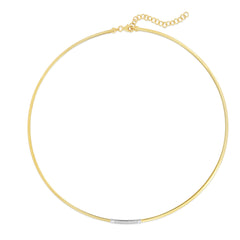 Yellow Gold Polished Diamond Omega Necklace