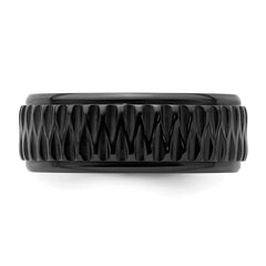 Chisel Black Zirconium Polished 8mm Grooved Band