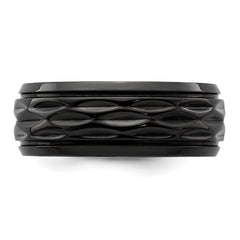 Chisel Black Zirconium Polished and Diamond-cut 8mm Band