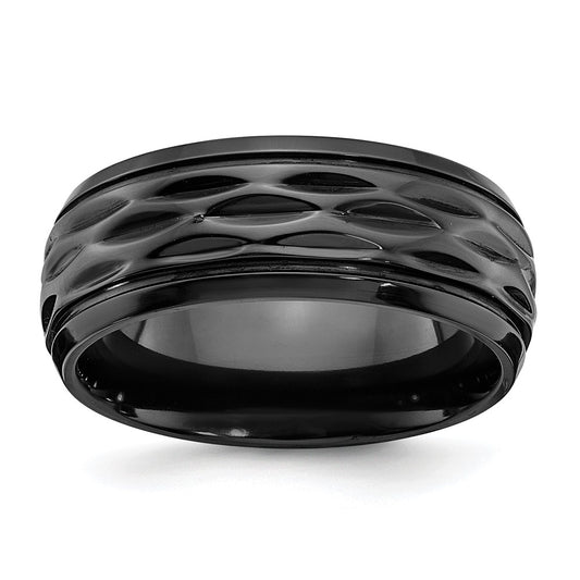 Chisel Black Zirconium Polished and Diamond-cut 8mm Band