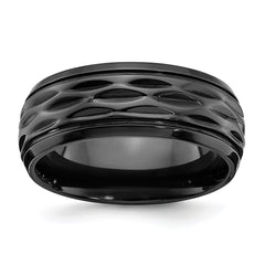 Chisel Black Zirconium Polished and Diamond-cut 8mm Band