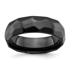 Chisel Black Zirconium Polished and Hammered 7mm Band