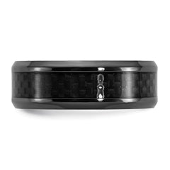 Chisel Black Zirconium Polished with Black Carbon Fiber Inlay 8mm Band