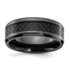 Chisel Black Zirconium Polished with Black Carbon Fiber Inlay 8mm Band