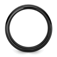 Chisel Black Zirconium Polished with Imitation Opal Inlay 8mm Band
