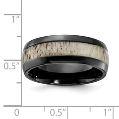 Chisel Black Zirconium Polished with White Antler Inlay 8.00mm Band