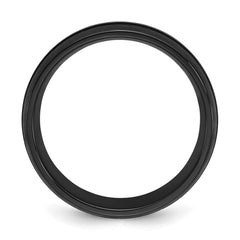 Chisel Black Zirconium Brushed and Polished with Imitation Turquoise Inlay 8mm Band