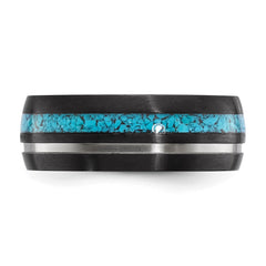 Chisel Black Zirconium Brushed and Polished with Imitation Turquoise Inlay 8mm Band