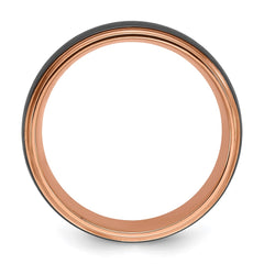 Chisel Black Zirconium Brushed and Polished Rose IP-plated 8mm Band