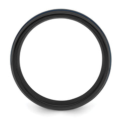 Chisel Black Zirconium Polished with Blue IP-plated Stripes 8mm Band