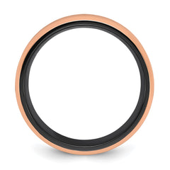 Chisel Black Zirconium Polished Rose IP-plated Edges with Black Carbon Fiber Inlay 8mm Band