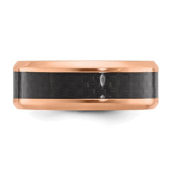 Chisel Black Zirconium Polished Rose IP-plated Edges with Black Carbon Fiber Inlay 8mm Band