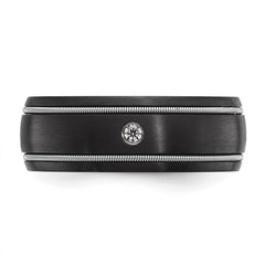 Chisel Black Zirconium Brushed with CZ 8mm Band