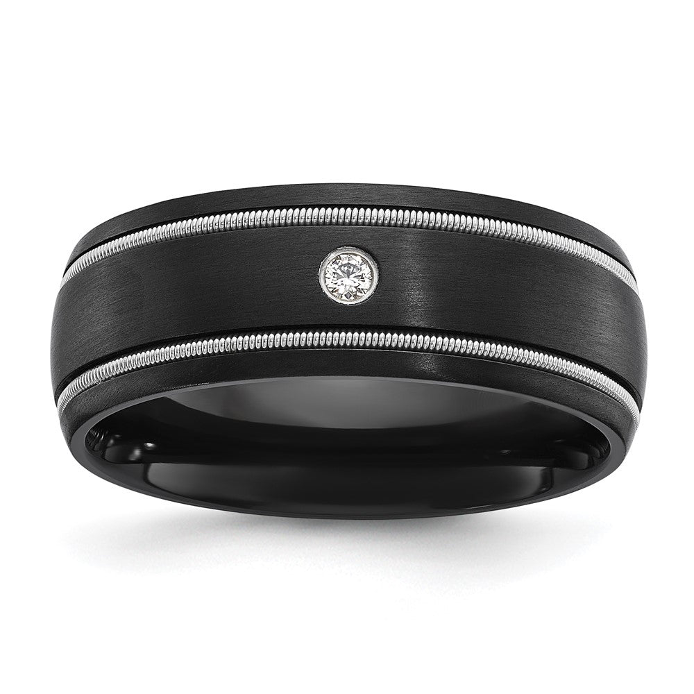 Chisel Black Zirconium Brushed with CZ 8mm Band