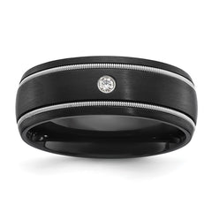 Chisel Black Zirconium Brushed with CZ 8mm Band