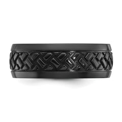 Chisel Black Zirconium Polished 8mm Grooved Band