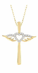 Parkplace Jewelers Angel Wings Heart Shape & Cross Diamond Pendant 958A8PPTSPDYG