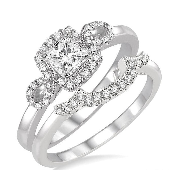 Parkplace Jewelers Princess Shape Halo Diamond Wedding Set 28993PPFHWG-WS