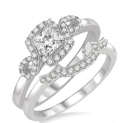 Parkplace Jewelers Princess Shape Halo Diamond Wedding Set 28993PPFHWG-WS