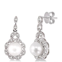 Parkplace Jewelers Pearl & Halo Diamond Fashion Earrings 56658PPFSERWG