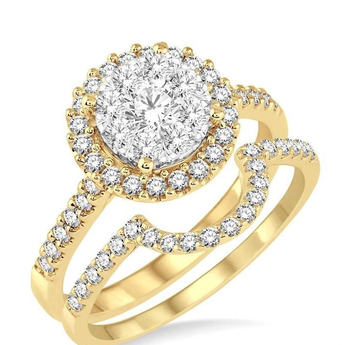 Parkplace Jewelers Round Shape Halo Lovebright Diamond Wedding Set 13291PPFVYW-WS