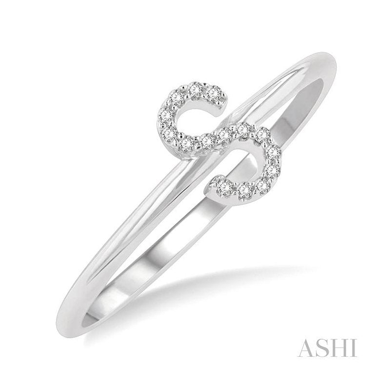 ASHI Block 'S' Initial Diamond Ring 365D9PPTSWG-S