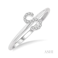 ASHI Block 'S' Initial Diamond Ring 365D9PPTSWG-S