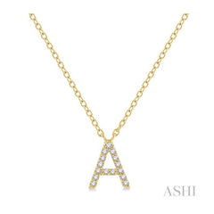 ASHI Block 'A' Initial Diamond Pendant 912F9PPFSPDYG-A