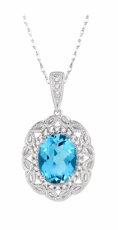 Parkplace Jewelers Oval Shape Gemstone & Halo Diamond Pendant 61438PPTSPDBTWG