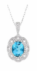 Parkplace Jewelers Oval Shape Gemstone & Halo Diamond Pendant 61438PPTSPDBTWG