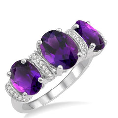 Parkplace Jewelers Oval Shape Past Present & Future Gemstone & Diamond Ring 50568PPTSAMWG