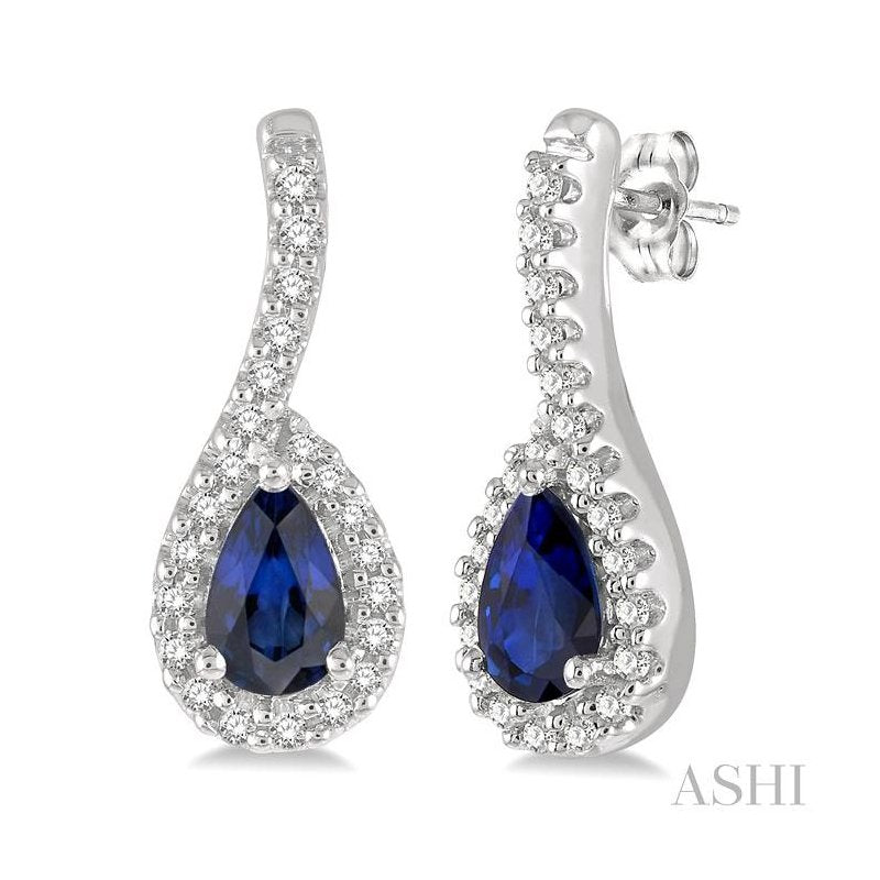 ASHI Pear Shape Gemstone & Halo Diamond Earrings 57298PPTSERSPWG