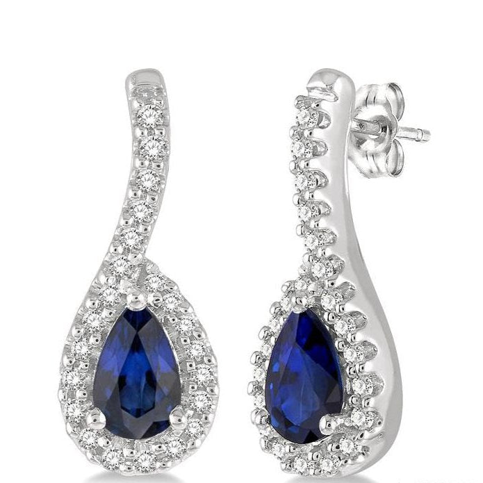 Parkplace Jewelers Pear Shape Gemstone & Halo Diamond Earrings 57298PPTSERSPWG
