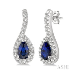ASHI Pear Shape Gemstone & Halo Diamond Earrings 57298PPTSERSPWG