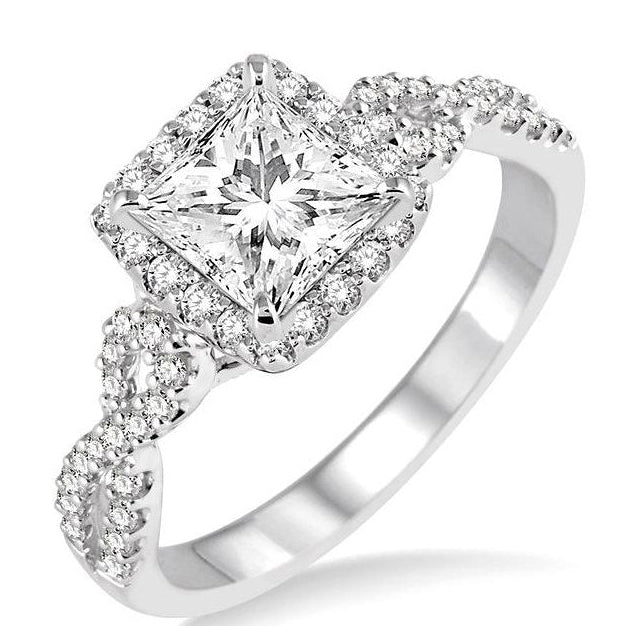 Parkplace Jewelers Princess Shape Semi-Mount Halo Diamond Engagement Ring 208C5PPFHWG-SM