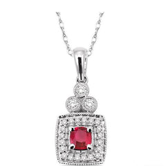 Parkplace Jewelers Cushion Shape Gemstone & Halo Diamond Pendant 58357PPFNPDRBWG