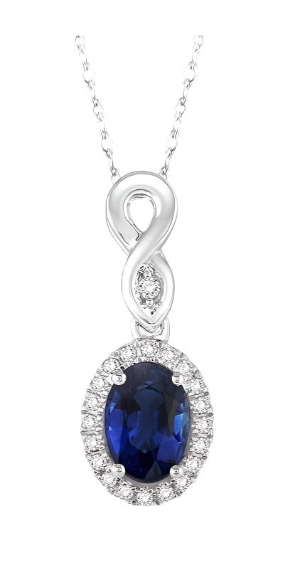 Parkplace Jewelers Oval Shape Gemstone & Halo Diamond Pendant 57098PPTSPDSPWG