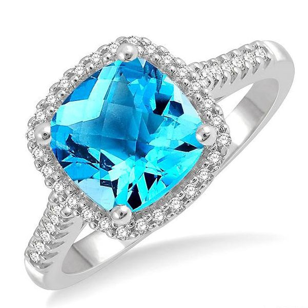 Parkplace Jewelers Cushion Shape Gemstone & Halo Diamond Ring 50647PPTSBTWG