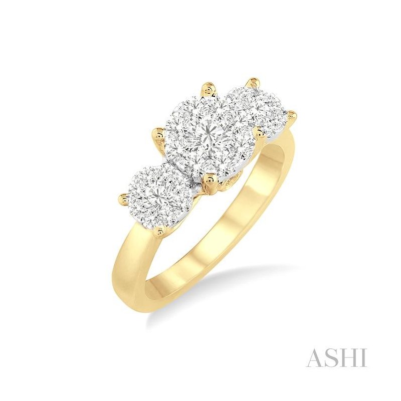 ASHI Round Shape Past Present & Future Lovebright Essential Diamond Engagement Ring 36923PPFGYW