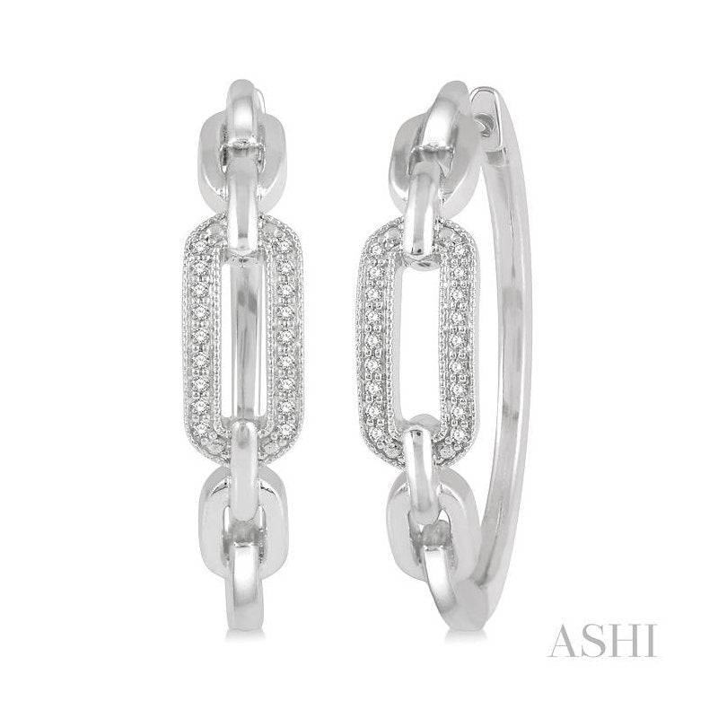 ASHI Silver Paper Clip Diamond Fashion Hoop Earrings 88868PPSSSLER