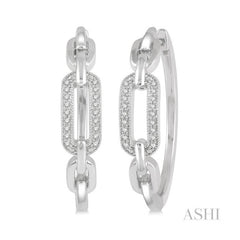 ASHI Silver Paper Clip Diamond Fashion Hoop Earrings 88868PPSSSLER